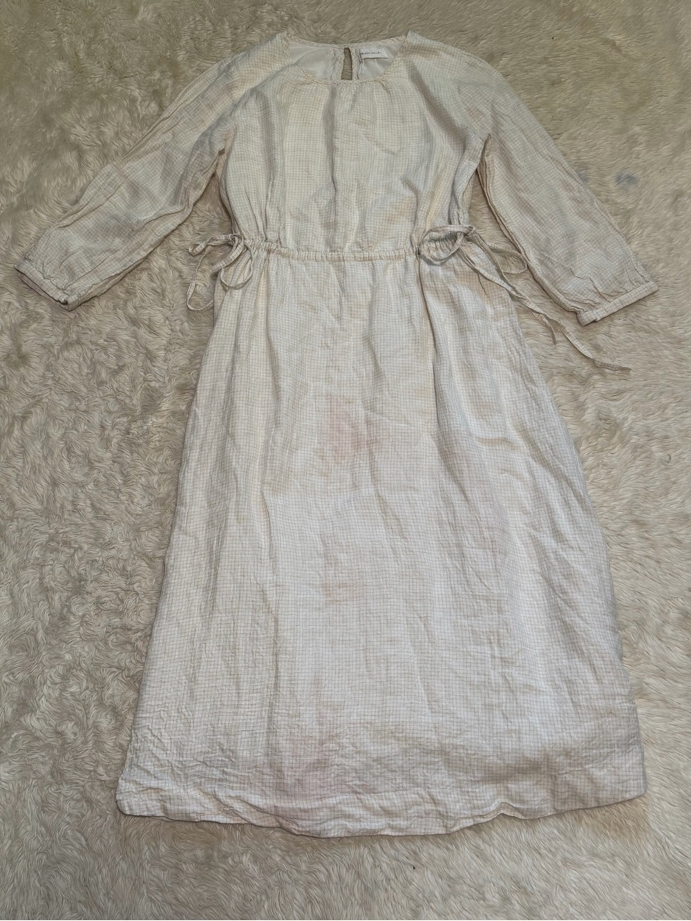 Skall Studio Luca Dress in Neutral Gingham Print Size- Size Medium *Flaw*